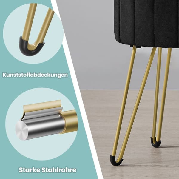 Taburet, SONGMICS LOM003B01, 39x44,4 cm, Sort