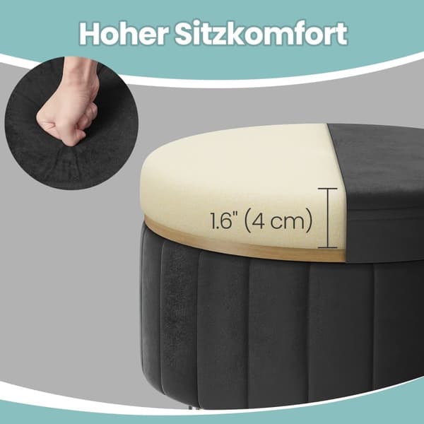 Taburet, SONGMICS LOM003B01, 39x44,4 cm, Sort