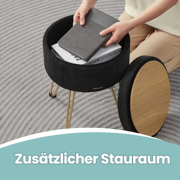 Taburet, SONGMICS LOM003B01, 39x44,4 cm, Sort