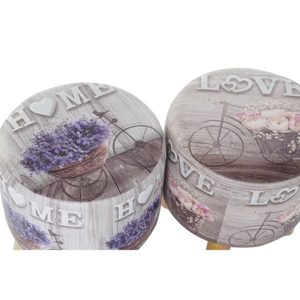 Fodstøtte DKD Home Decor Grå Cykel Pink Syren PU Fyrretræ (30 x 30 x 30 cm) (2 enheder) (30 x 30 x 32 cm)