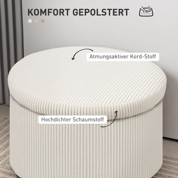 Förvaringspall, 60x60x41 cm, Beige