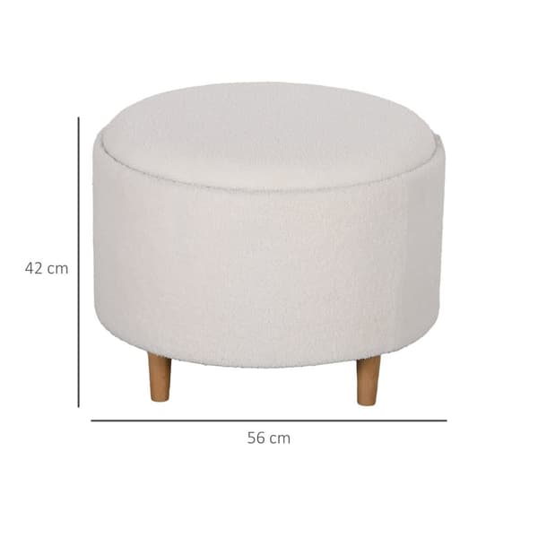 Ottoman, Ø56 x 42 cm, Hvid