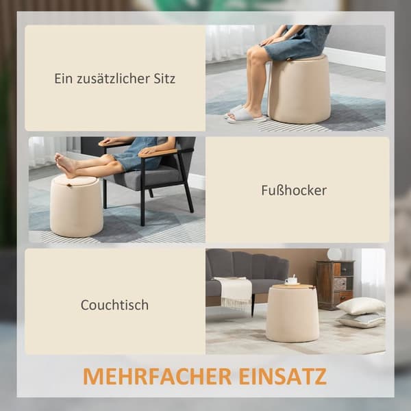 Ottoman, Ø44cm x 47,5cm, Beige