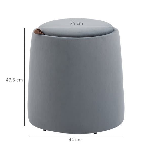 Ottoman, 2-i-1, Ø44cm x 47,5cm, Grå