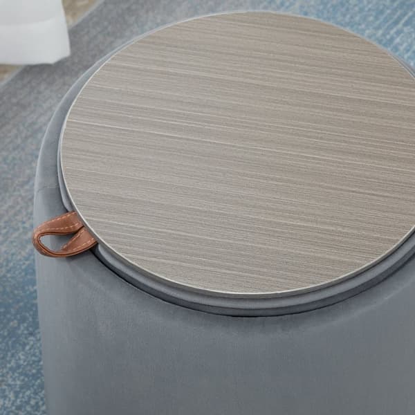 Ottoman, 2-i-1, Ø44cm x 47,5cm, Grå