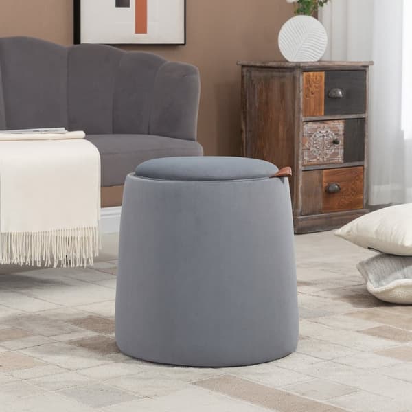 Ottoman, 2-i-1, Ø44cm x 47,5cm, Grå