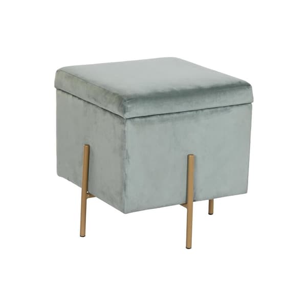 Fotpall DKD Home Decor Metall Turkos Polyester (45 x 45 x 45 cm)