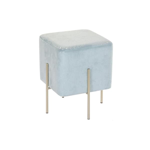 Fotpall DKD Home Decor Gyllene Metall Himmelsblå (34 x 34 x 40 cm)