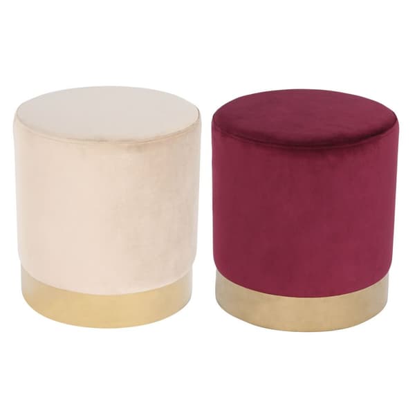 Jalkatuki DKD Home Decor Beige Burgundi Sametti 40 x 40 x 42 cm (2 osaa)