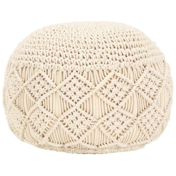 Handgjord sittpuff makramé 45x30 cm bomull