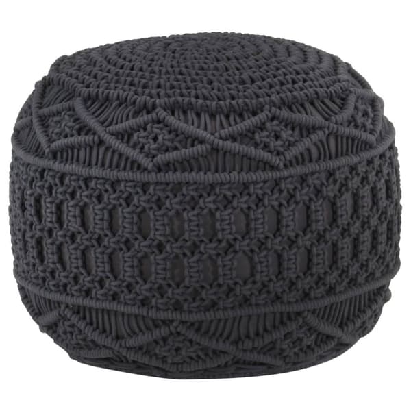 Handgjord sittpuff makramé antracit 45x30 cm bomull