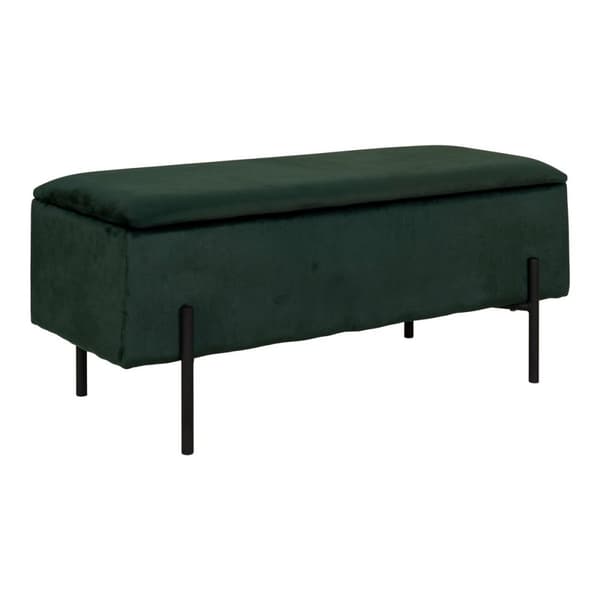 Rootz Watford Bench - Lagringsplats - Velor Ottoman - Inbyggd lagring - 95 cm x 36,5 cm x 43 cm - Modern grön sammetdesign