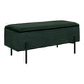 Miniatyrbild 3 av 4: Rootz Watford Bench - Lagringsplats - Velor Ottoman - Inbyggd lagring - 95 cm x 36,5 cm x 43 cm - Modern grön sammetdesign
