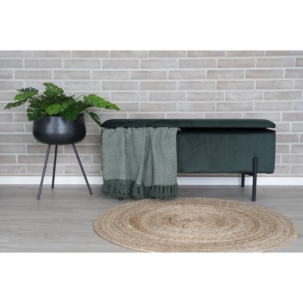Rootz Watford Bench - Lagringsplats - Velor Ottoman - Inbyggd lagring - 95 cm x 36,5 cm x 43 cm - Modern grön sammetdesign