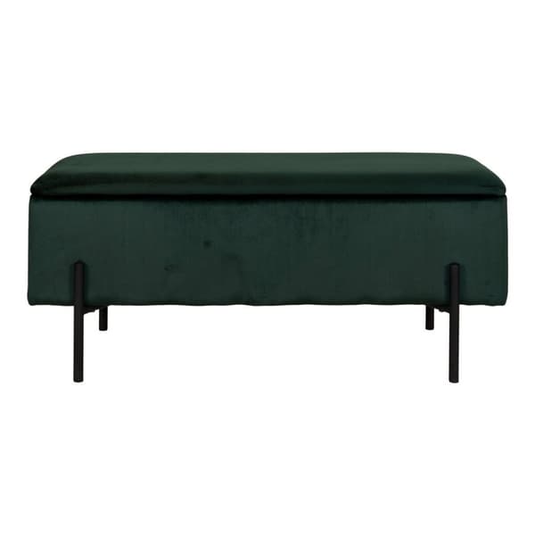 Rootz Watford Bench - Lagringsplats - Velor Ottoman - Inbyggd lagring - 95 cm x 36,5 cm x 43 cm - Modern grön sammetdesign
