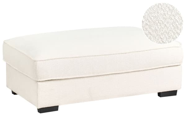 Ottomansk Fotskammel Off-White Boucle Stoff Polstret Firkantet Minimalistisk Moderne Sofa Element