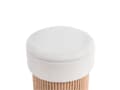 Miniatyrbilde 7 av 11: Oppbevaringspuff Off White Boucle Polstret Sete Trebunn Rund Fotskammel