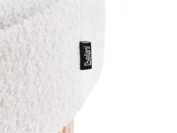 Oppbevaringspuff Off White Boucle Polstret Sete Trebunn Rund Fotskammel