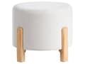 Miniatyrbilde 4 av 8: Puff Off White Chenille Polstret Sete med Runde Treben