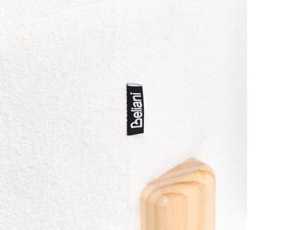 Puff Off White Chenille Polstret Sete med Runde Treben