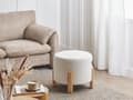 Miniatyrbilde 2 av 8: Puff Off White Chenille Polstret Sete med Runde Treben