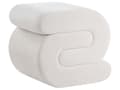 Miniatyrbilde 5 av 9: Pouffe Off White Chenille Stoff Polstret S-formet Fotskammel til Stuen