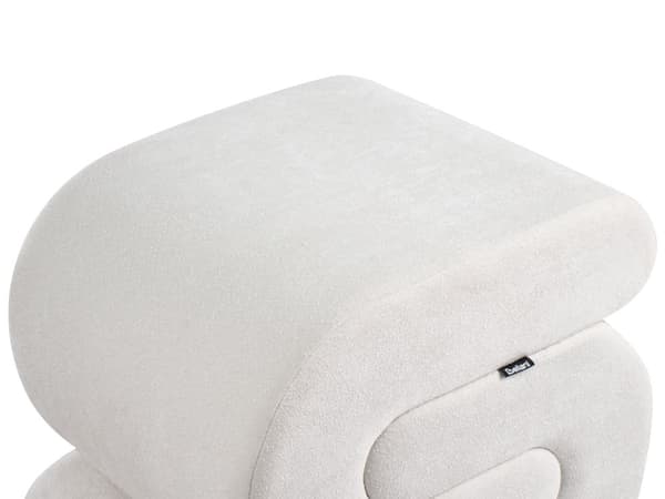 Pouffe Off White Chenille Stoff Polstret S-formet Fotskammel til Stuen