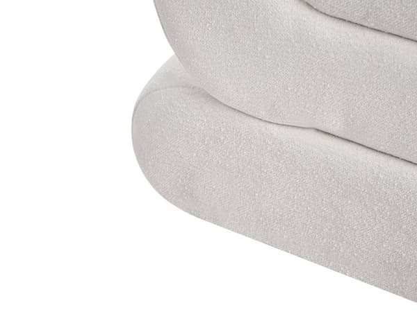 Pouffe Off White Chenille Stoff Polstret S-formet Fotskammel til Stuen