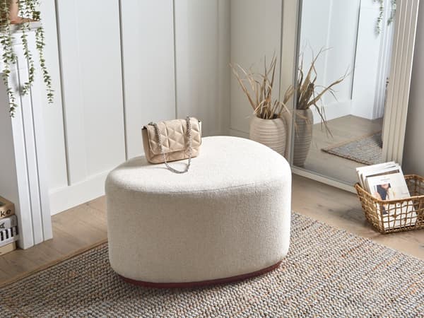 Puff Lys Beige Stoff Polstret Stoff Akcentseng Benk Krakk