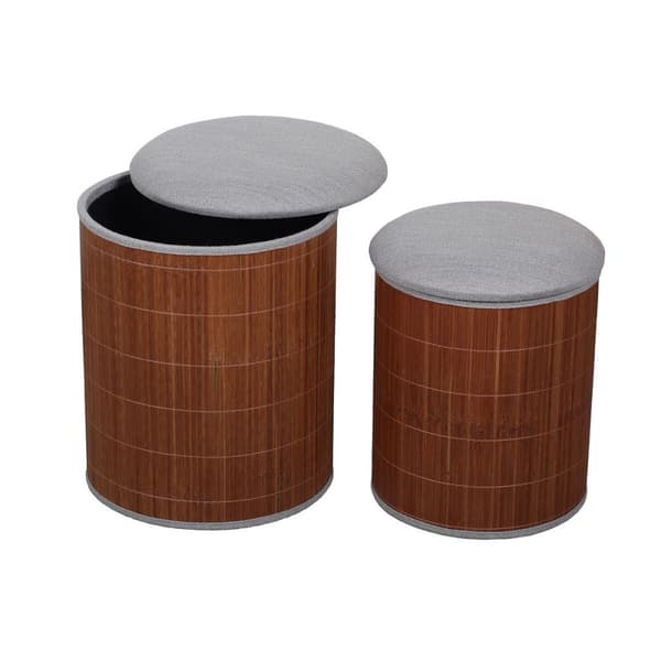Puff Versa Grå Lin Bambus Tre MDF
