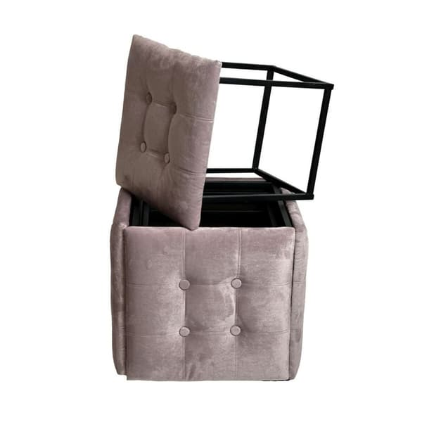 Taburet sæt GO GIFT Transformer Pink Fløjl Stål 50 x 50 x 50 cm Puf 5 i 1 5 enheder