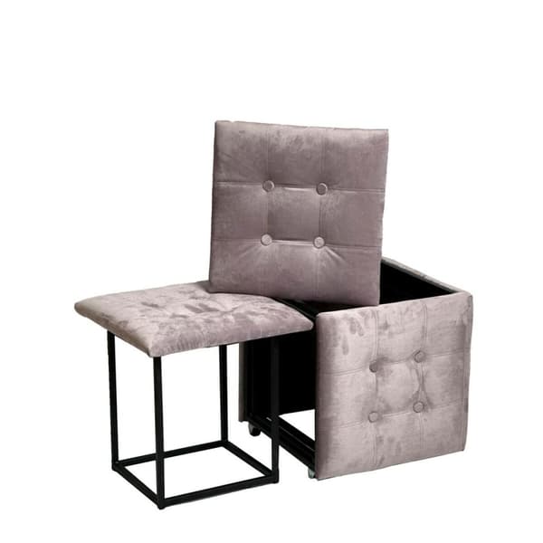 Taburet sæt GO GIFT Transformer Pink Fløjl Stål 50 x 50 x 50 cm Puf 5 i 1 5 enheder