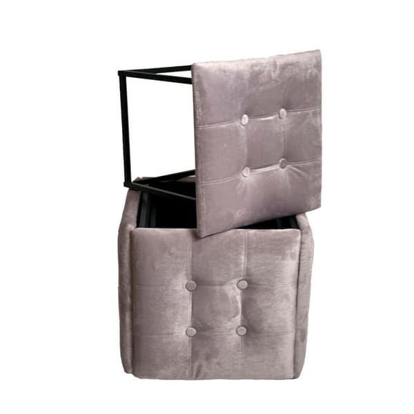 Taburet sæt GO GIFT Transformer Pink Fløjl Stål 50 x 50 x 50 cm Puf 5 i 1 5 enheder