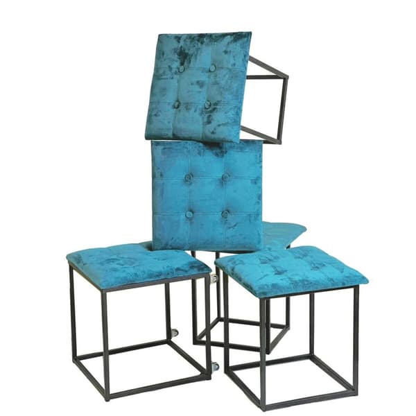 Set of stools GO GIFT Transformer Sininen Sametti Teräs 50 x 50 x 50 cm Pehmustettu istuin 5 yhdessä 5 osaa