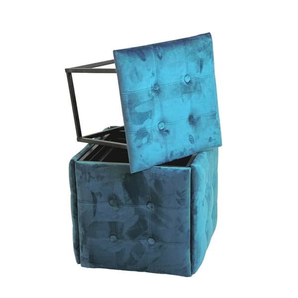 Set of stools GO GIFT Transformer Sininen Sametti Teräs 50 x 50 x 50 cm Pehmustettu istuin 5 yhdessä 5 osaa