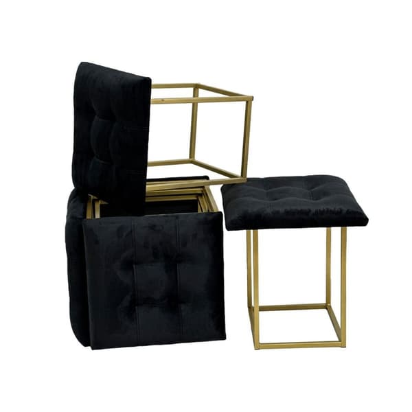 Set of stools GO GIFT Transformer Musta Sametti Teräs 50 x 50 x 50 cm Pehmustettu istuin 5 yhdessä 5 osaa