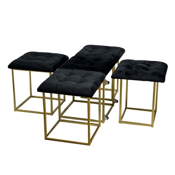 Set of stools GO GIFT Transformer Musta Sametti Teräs 50 x 50 x 50 cm Pehmustettu istuin 5 yhdessä 5 osaa