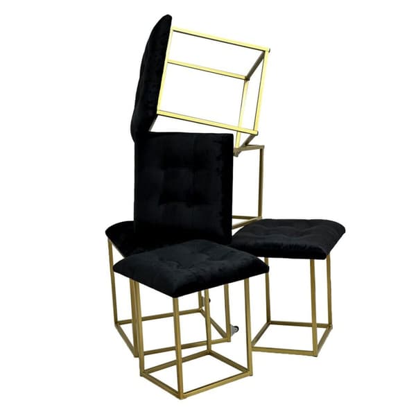 Set of stools GO GIFT Transformer Musta Sametti Teräs 50 x 50 x 50 cm Pehmustettu istuin 5 yhdessä 5 osaa