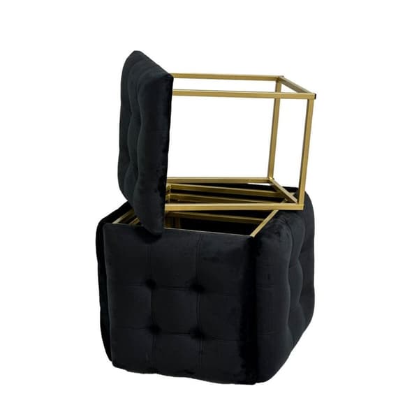 Set of stools GO GIFT Transformer Musta Sametti Teräs 50 x 50 x 50 cm Pehmustettu istuin 5 yhdessä 5 osaa
