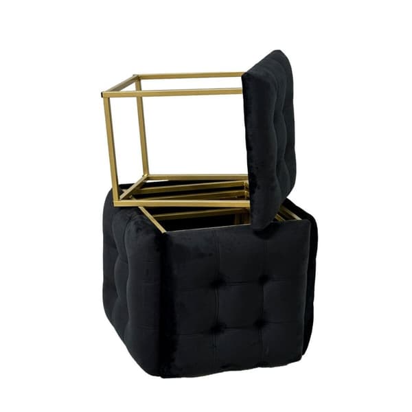 Set of stools GO GIFT Transformer Musta Sametti Teräs 50 x 50 x 50 cm Pehmustettu istuin 5 yhdessä 5 osaa