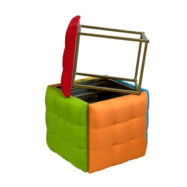 Set of stools GO GIFT Transformer Monivärinen Nahka Teräs 50 x 50 x 50 cm Pehmustettu istuin 5 yhdessä 5 osaa