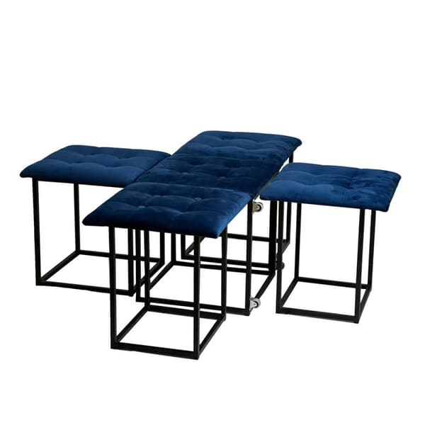 Set of stools GO GIFT Transformer Punaruskea Sametti Teräs 50 x 50 x 50 cm Pehmustettu istuin 5 yhdessä 5 osaa