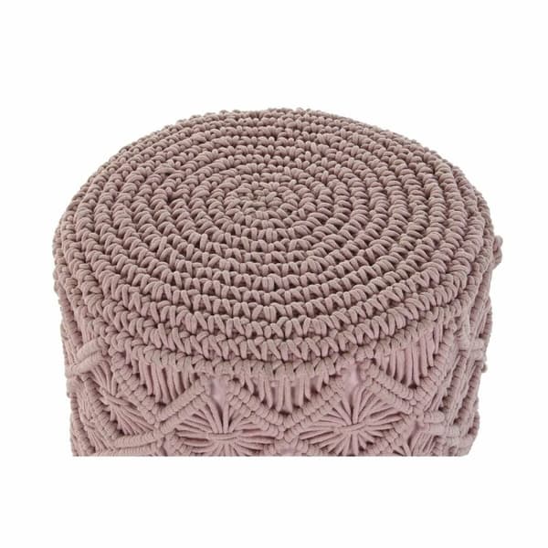 Fotpall DKD Home Decor 43 x 43 x 51 cm Trä Brun Ljusrosa Makramé Boho