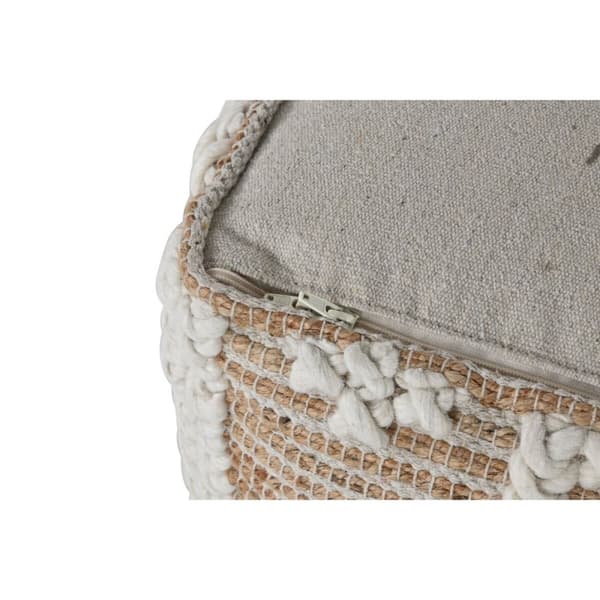 Fotpall Home ESPRIT Vit Naturell 45 x 45 x 45 cm