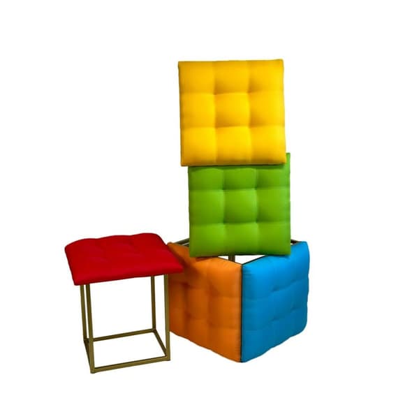 Stolset GO GIFT Transformer Multicolour Läder Stål 50 x 50 x 50 cm Puff 5-i-1 5 antal