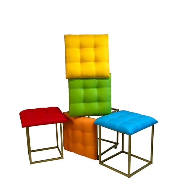 Stolset GO GIFT Transformer Multicolour Läder Stål 50 x 50 x 50 cm Puff 5-i-1 5 antal