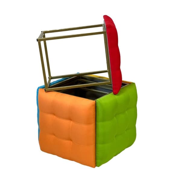 Stolset GO GIFT Transformer Multicolour Läder Stål 50 x 50 x 50 cm Puff 5-i-1 5 antal