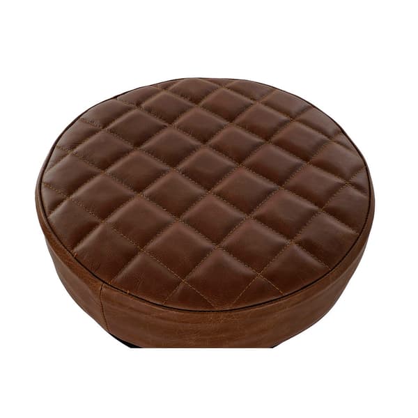 Taburet DKD Home Decor Sort Læder Metal Lys brun (44 x 38 x 82 cm)