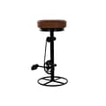 Miniatyrbillede 1 af 2: Taburet DKD Home Decor Sort Læder Metal Lys brun (44 x 38 x 82 cm)