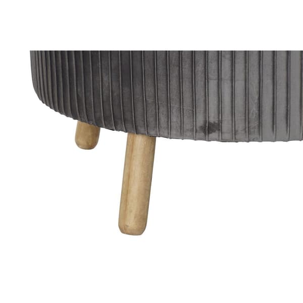 Fodstøtte DKD Home Decor 80 x 80 x 38 cm Scandi Grå Træ Fløjl Mørkegrå Velvet